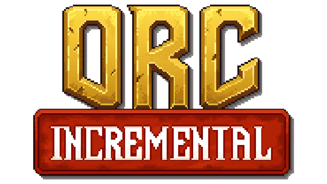 Gold and red pixel-art Orc Incremental official game logo