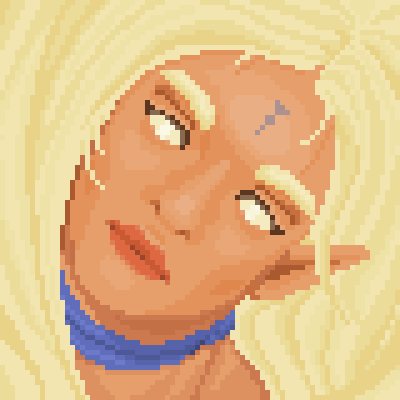 Animated close-up of the pale-haired Accursed Elf turning her head
